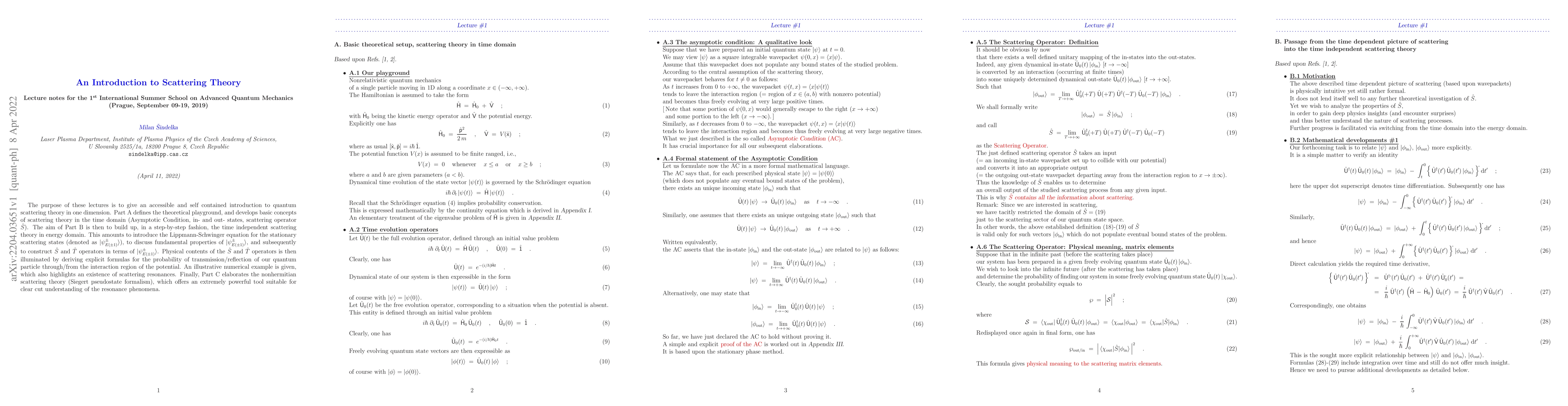 Thumbnail for An Introduction to Scattering Theory