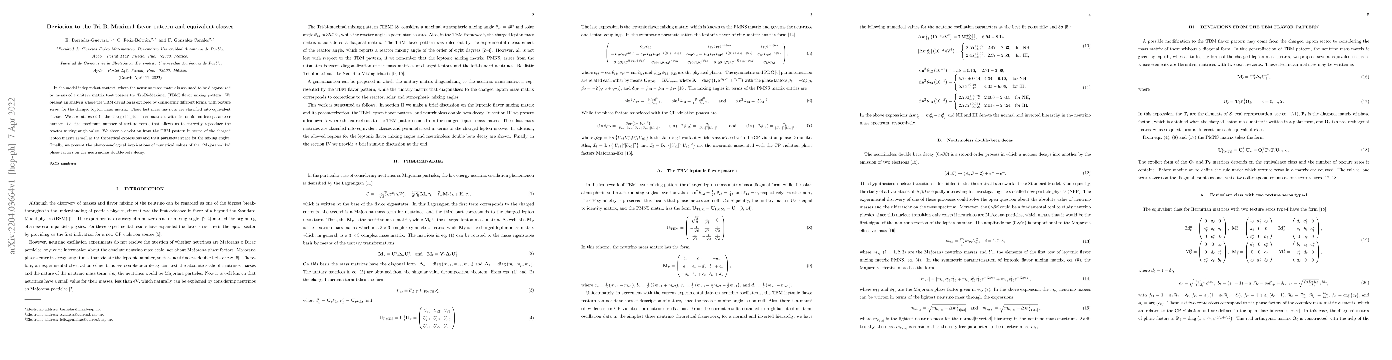 Thumbnail for Deviation to the Tri-Bi-Maximal flavor pattern and equivalent classes