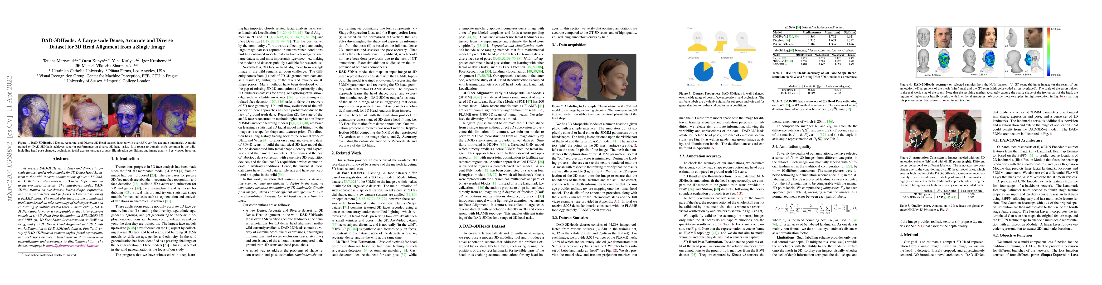 Thumbnail for DAD-3DHeads: A Large-scale Dense, Accurate and Diverse Dataset for 3D
  Head Alignment from a Single Image