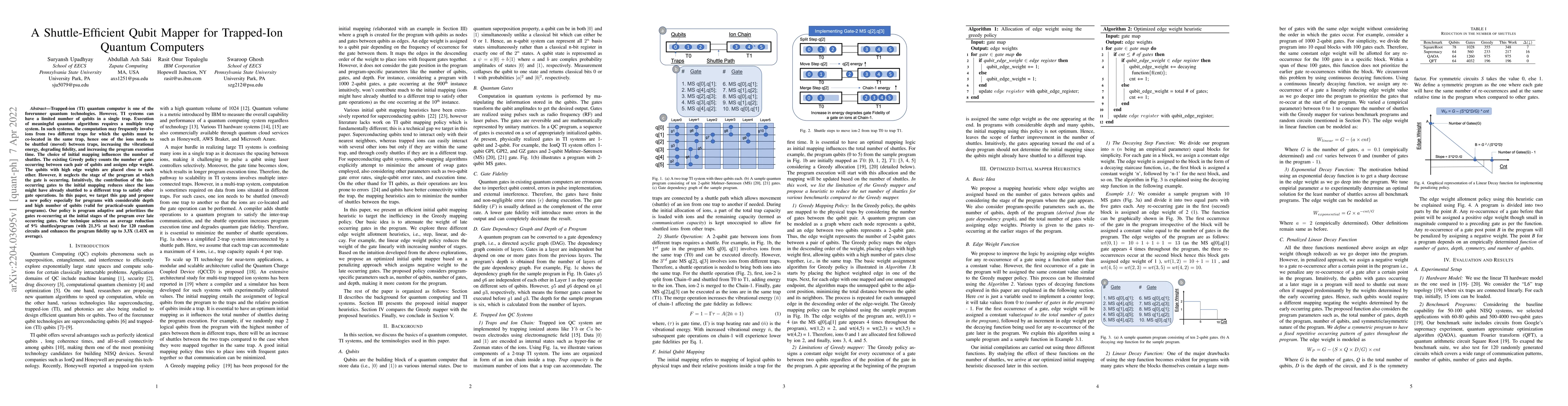 Thumbnail for A Shuttle-Efficient Qubit Mapper for Trapped-Ion Quantum Computers