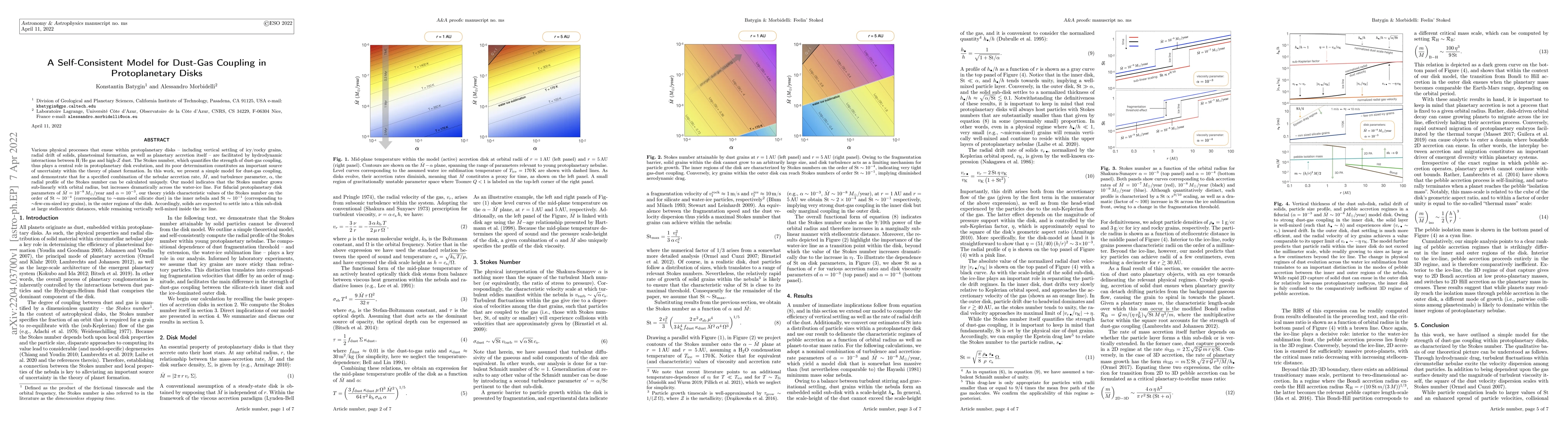 Thumbnail for A Self-Consistent Model for Dust-Gas Coupling in Protoplanetary Disks