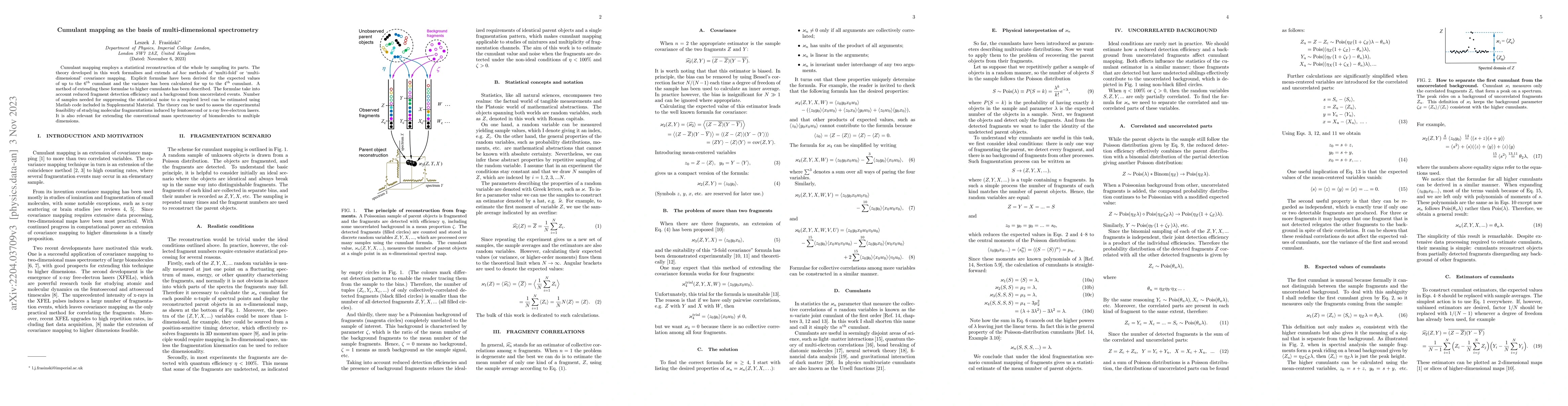 Thumbnail for Cumulant mapping as the basis of multi-dimensional spectrometry