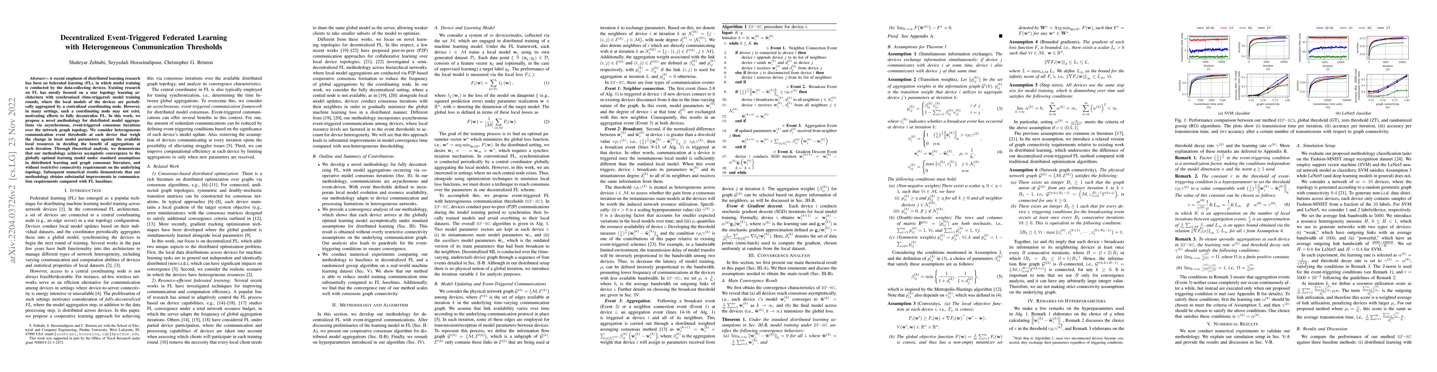 Thumbnail for Decentralized Event-Triggered Federated Learning with Heterogeneous
  Communication Thresholds