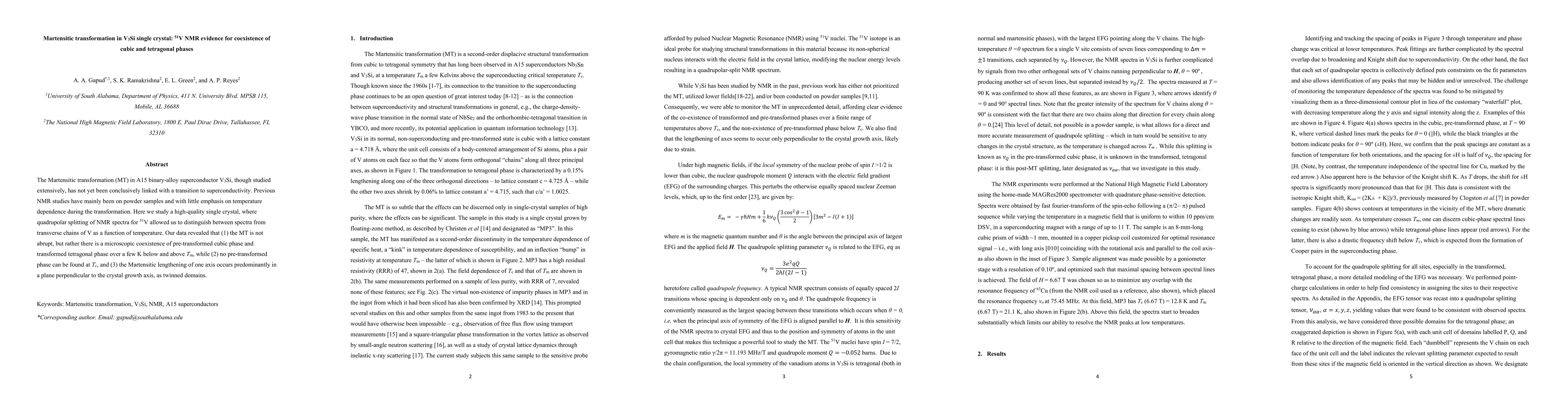 Thumbnail for Martensitic transformation in V_3Si single crystal: ^51V NMR evidence
  for coexistence of cubic and tetragonal phases