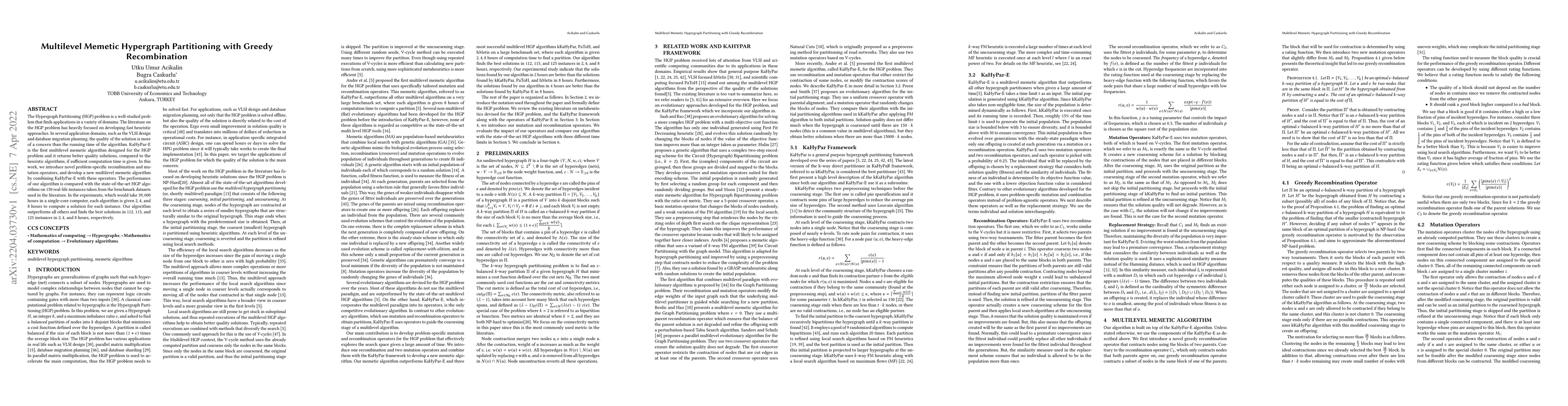 Thumbnail for Multilevel Memetic Hypergraph Partitioning with Greedy Recombination