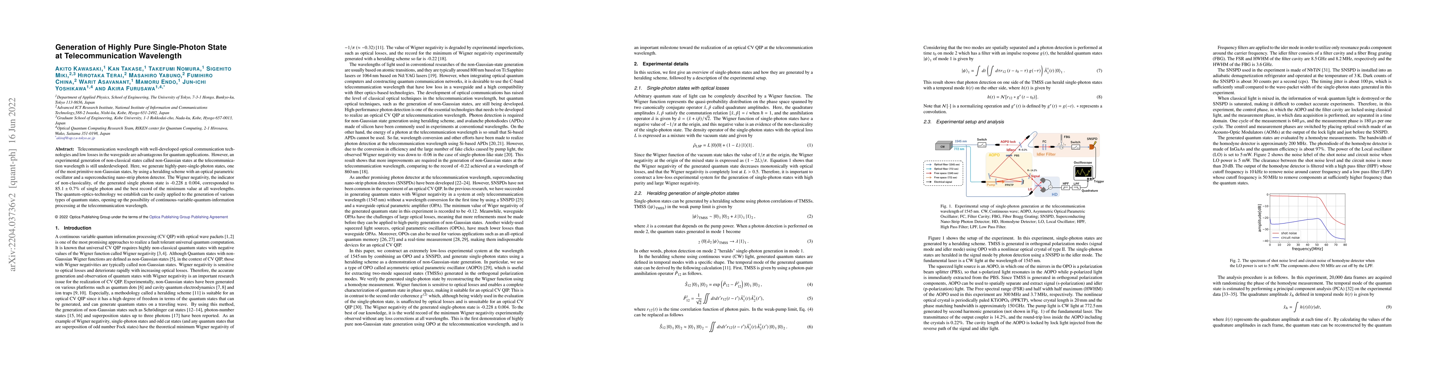 Thumbnail for Generation of Highly Pure Single-Photon State at Telecommunication
  Wavelength