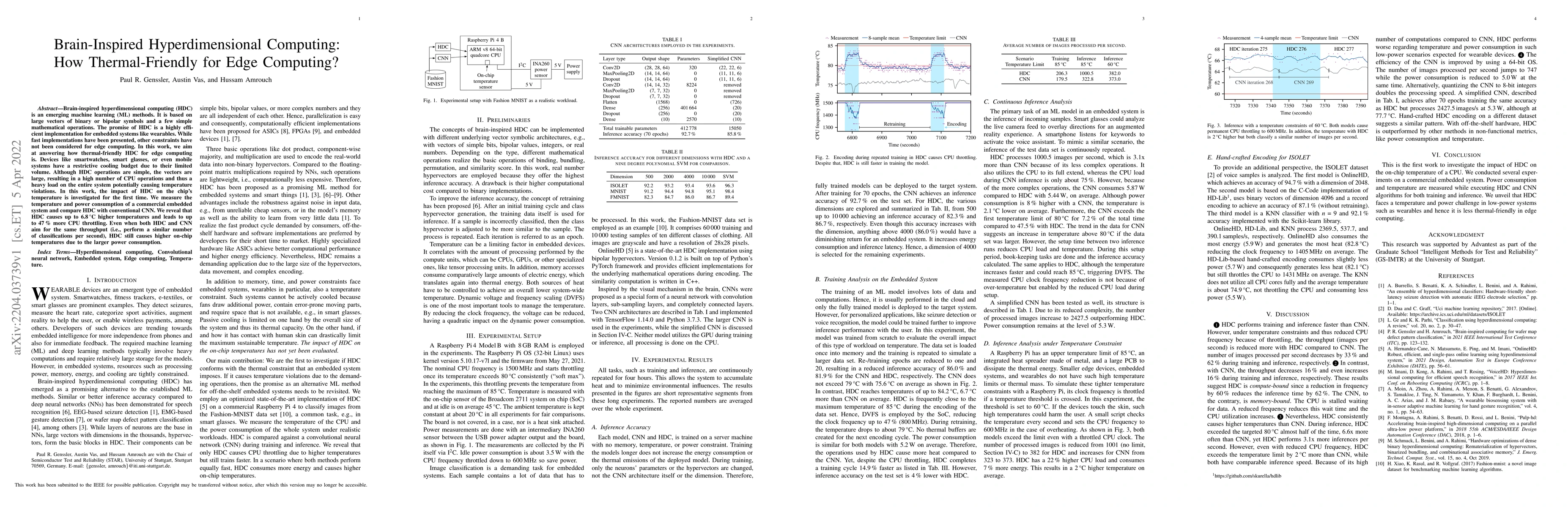 Thumbnail for Brain-Inspired Hyperdimensional Computing: How Thermal-Friendly for Edge
  Computing?