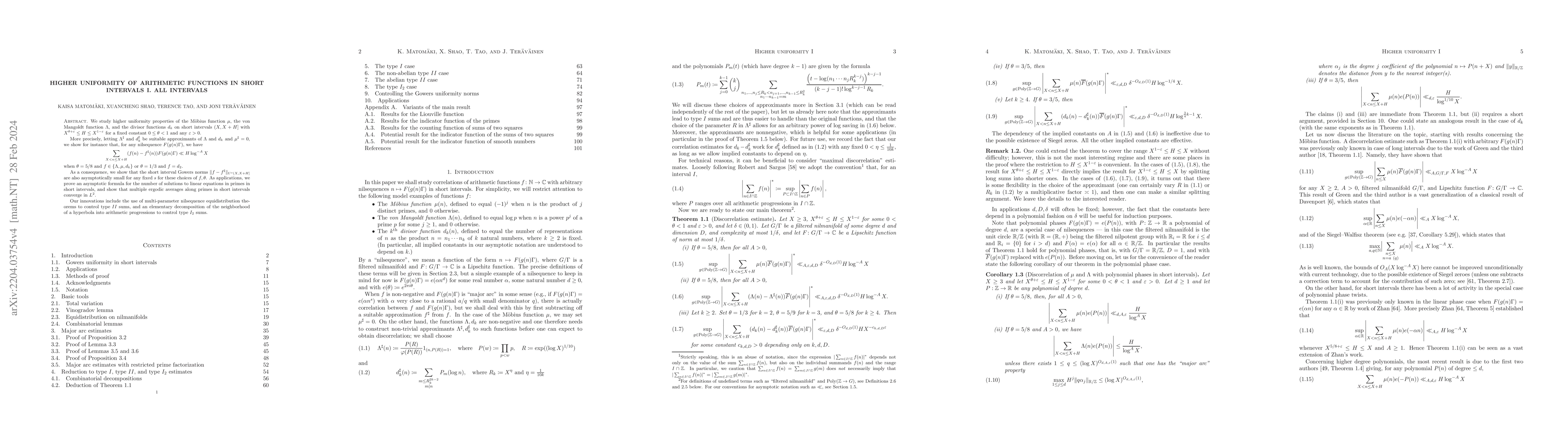 Thumbnail for Higher uniformity of arithmetic functions in short intervals I. All
  intervals