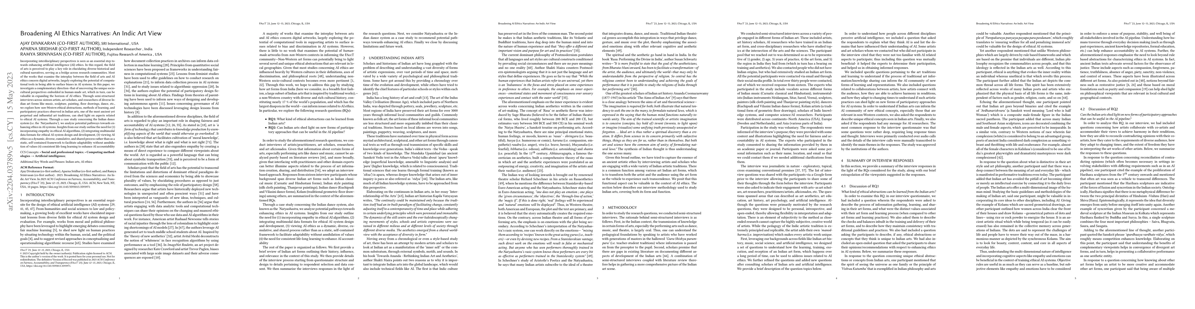 Thumbnail for Broadening AI Ethics Narratives: An Indic Art View
