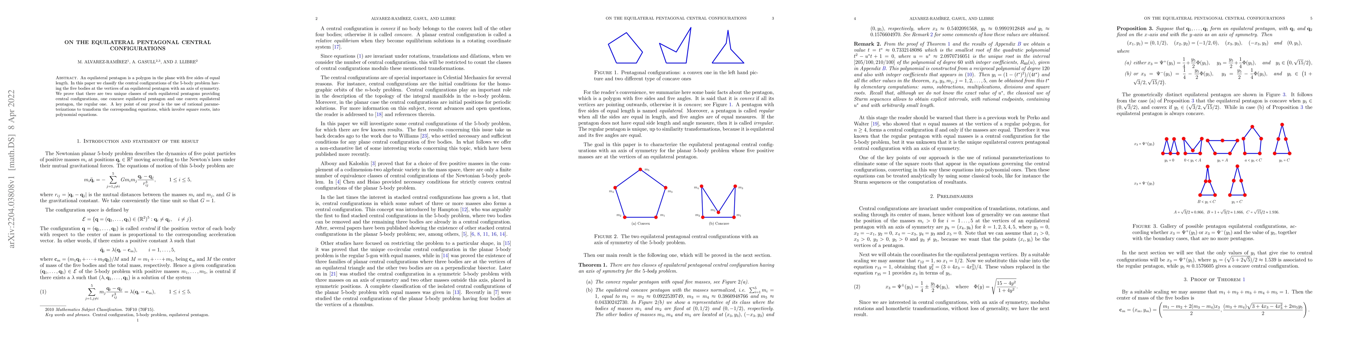 Thumbnail for On the equilateral pentagonal central configurations