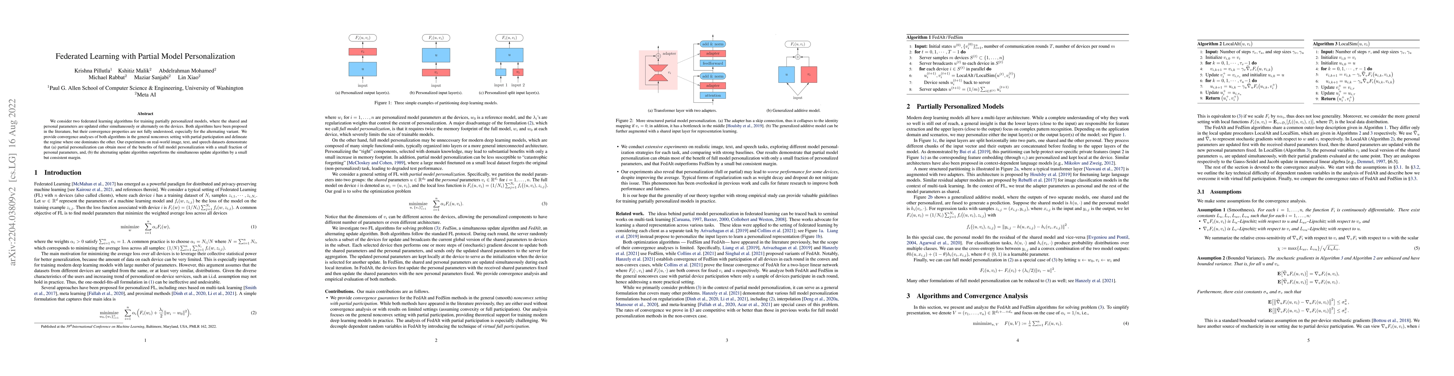 Thumbnail for Federated Learning with Partial Model Personalization