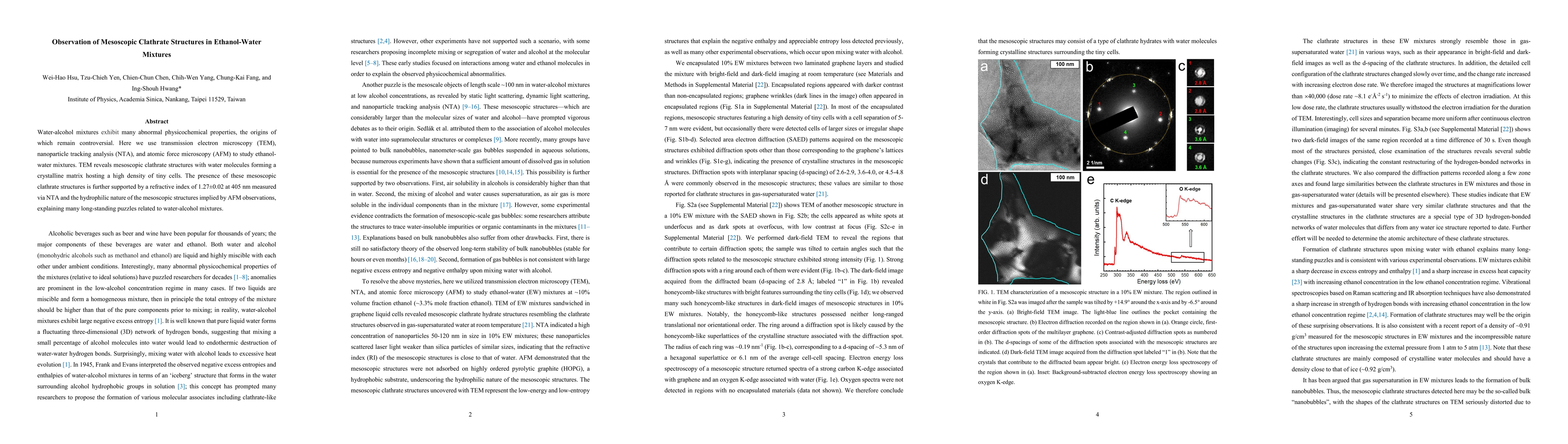 Thumbnail for Observation of Mesoscopic Clathrate Structures in Ethanol-Water Mixtures