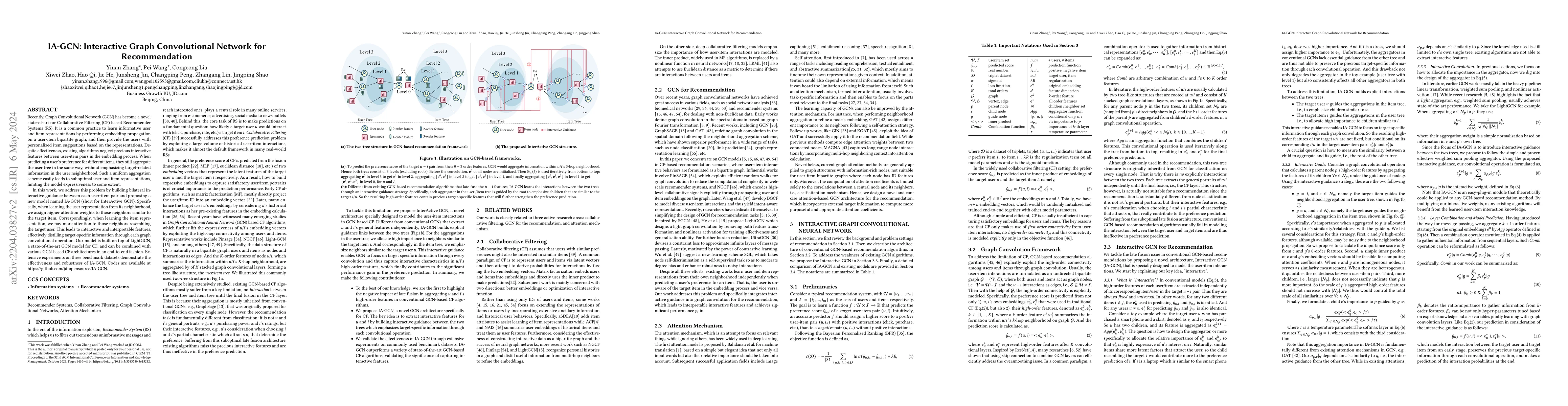 Thumbnail for IA-GCN: Interactive Graph Convolutional Network for Recommendation