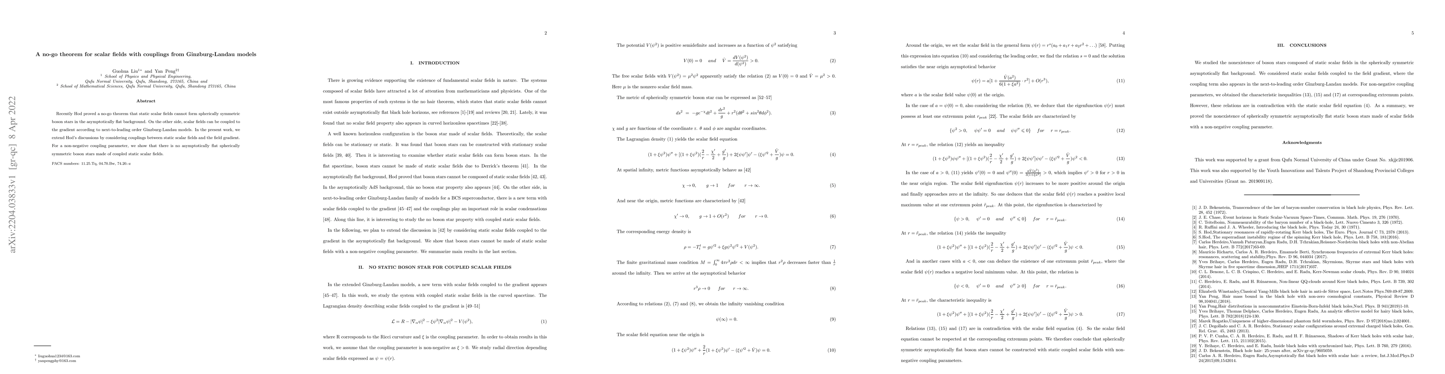 Thumbnail for A no-go theorem for scalar fields with couplings from Ginzburg-Landau
  models
