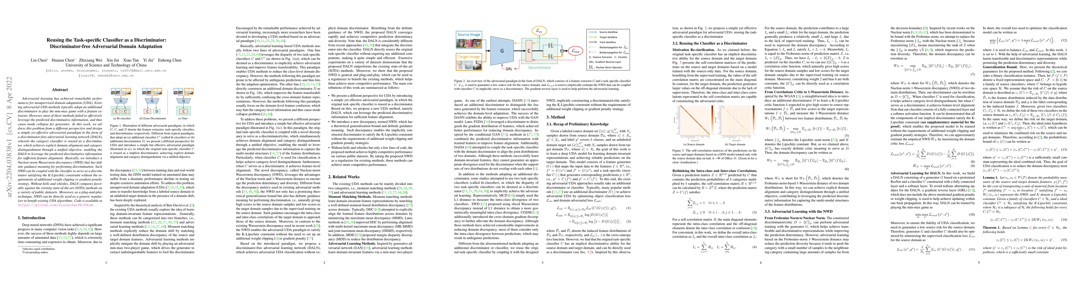 Thumbnail for Reusing the Task-specific Classifier as a Discriminator:
  Discriminator-free Adversarial Domain Adaptation