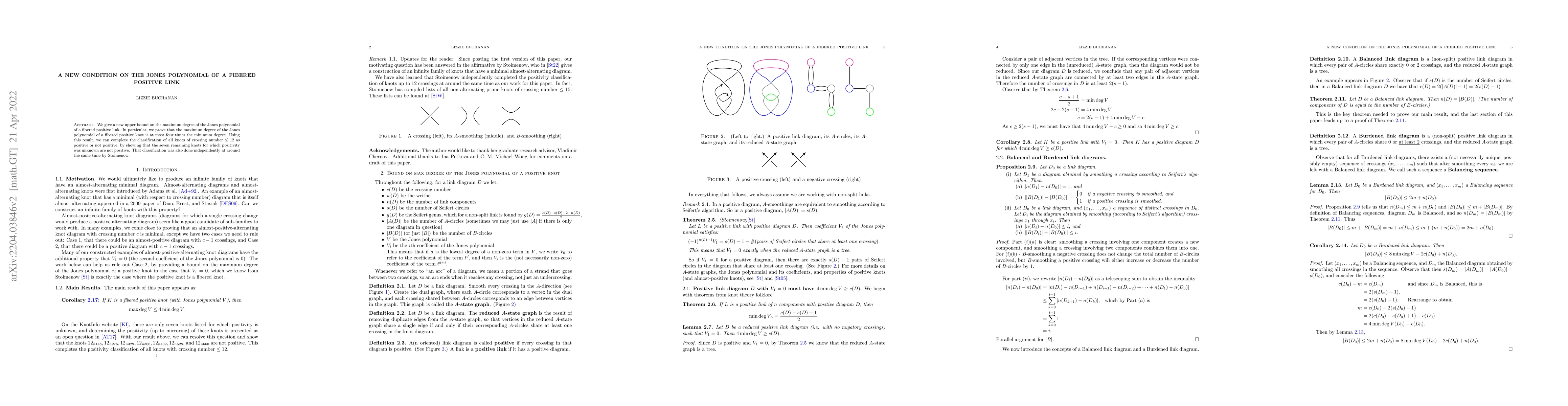 Thumbnail for A new condition on the Jones polynomial of a fibered positive link