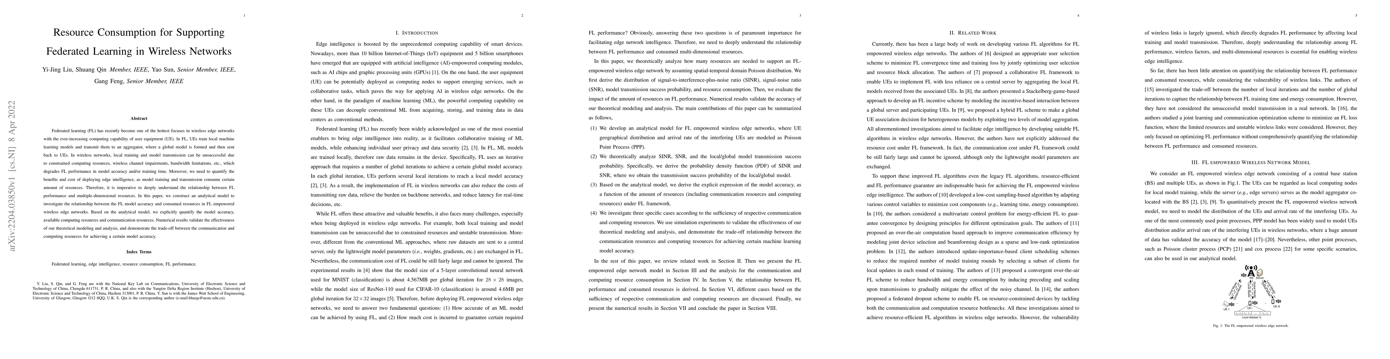 Thumbnail for Resource Consumption for Supporting Federated Learning in Wireless
  Networks