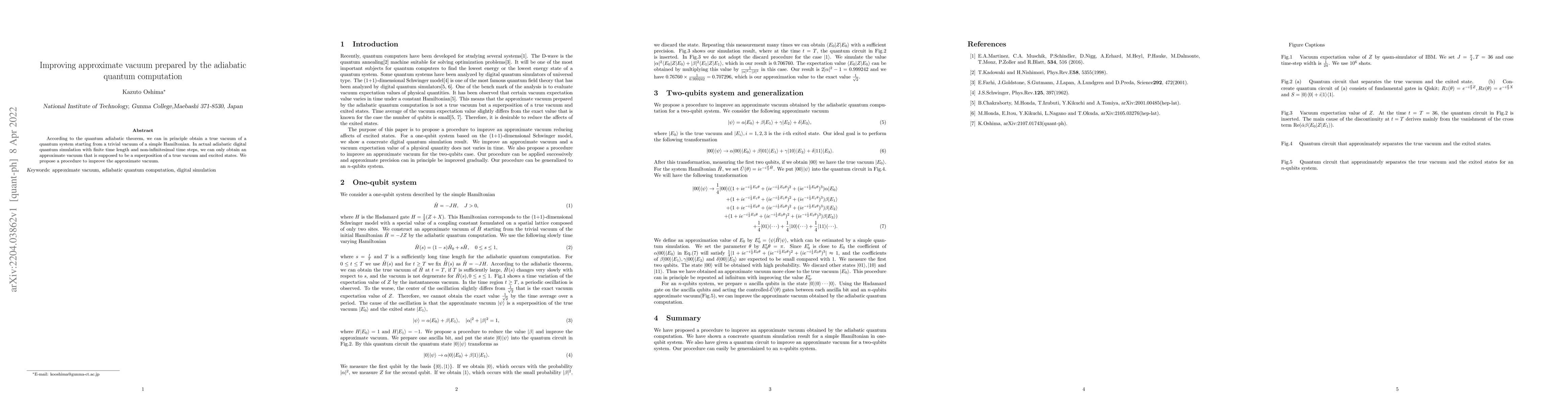 Thumbnail for Improving approximate vacuum prepared by the adiabatic quantum
  computation