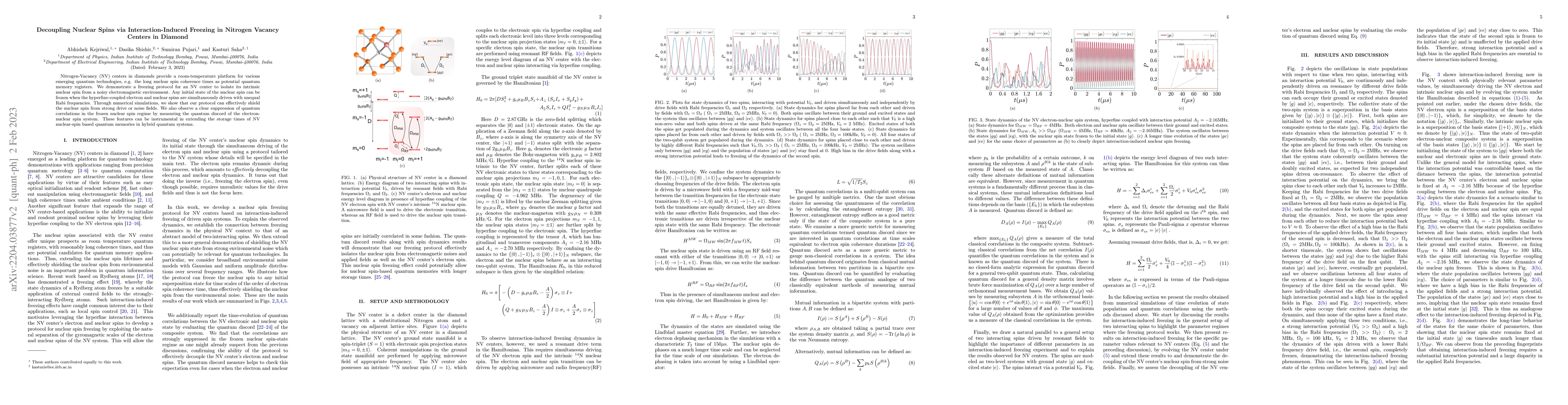 Thumbnail for Decoupling Nuclear Spins via Interaction-Induced Freezing in Nitrogen
  Vacancy Centers in Diamond
