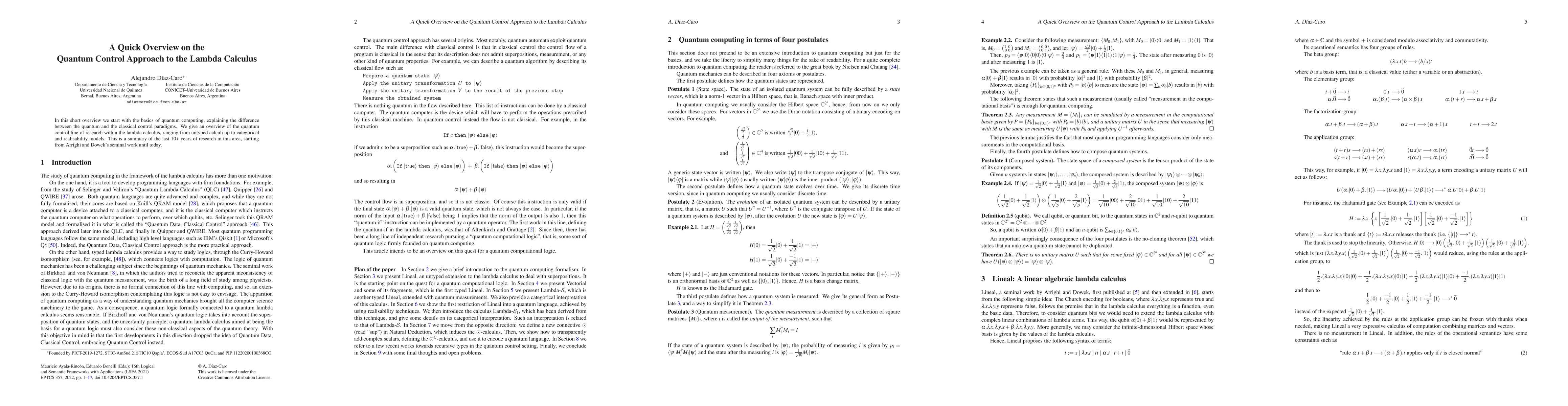 Thumbnail for A Quick Overview on the Quantum Control Approach to the Lambda Calculus