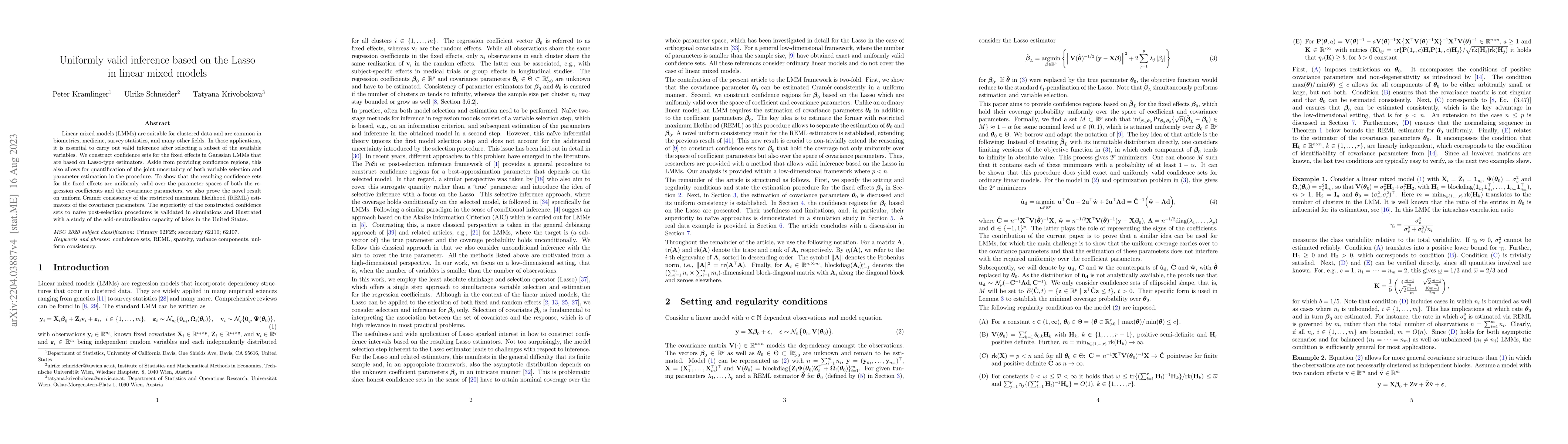Thumbnail for Uniformly Valid Inference Based on the Lasso in Linear Mixed Models