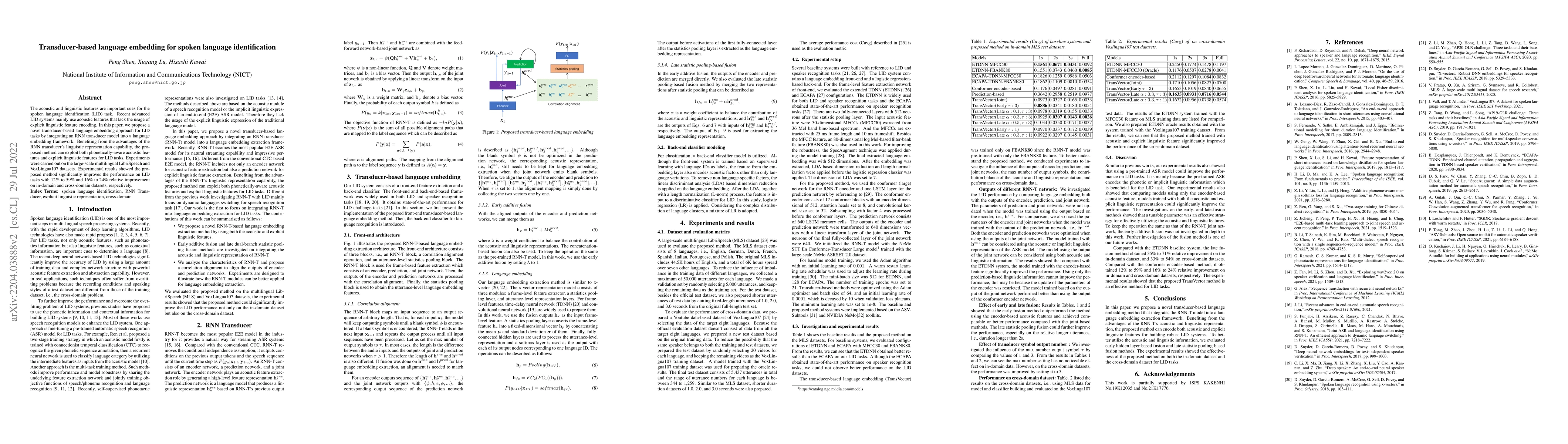 Thumbnail for Transducer-based language embedding for spoken language identification