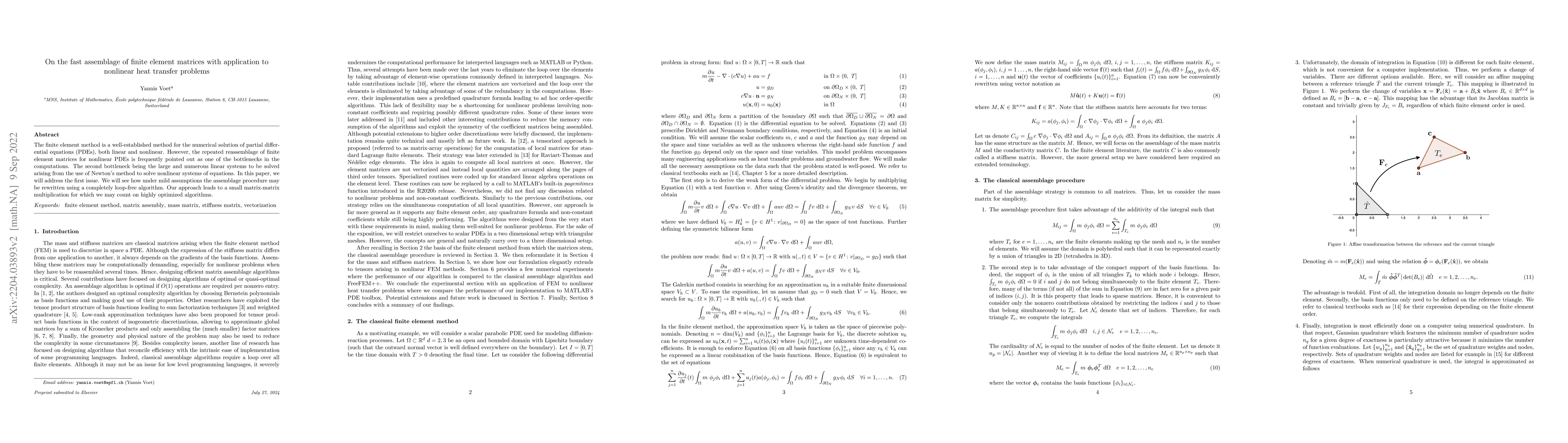 Thumbnail for On the fast assemblage of finite element matrices with application to
  nonlinear heat transfer problems