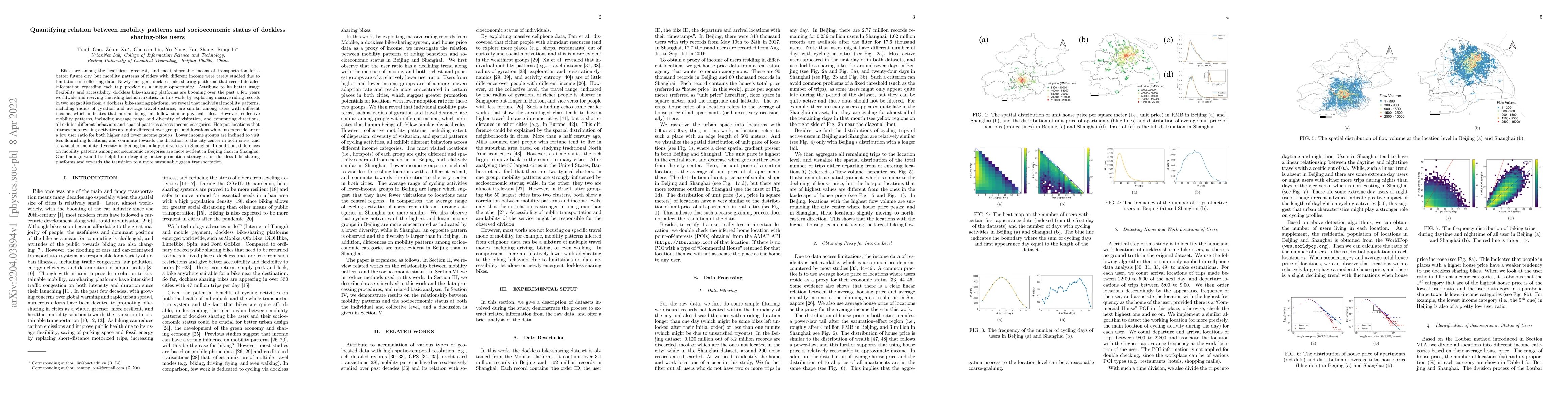 Thumbnail for Quantifying relation between mobility patterns and socioeconomic status
  of dockless sharing-bike users