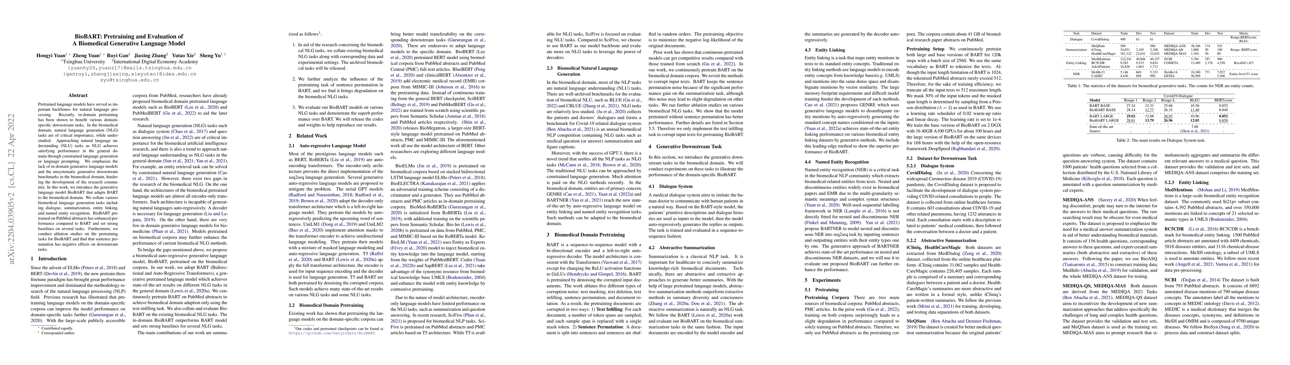 Thumbnail for BioBART: Pretraining and Evaluation of A Biomedical Generative Language
  Model