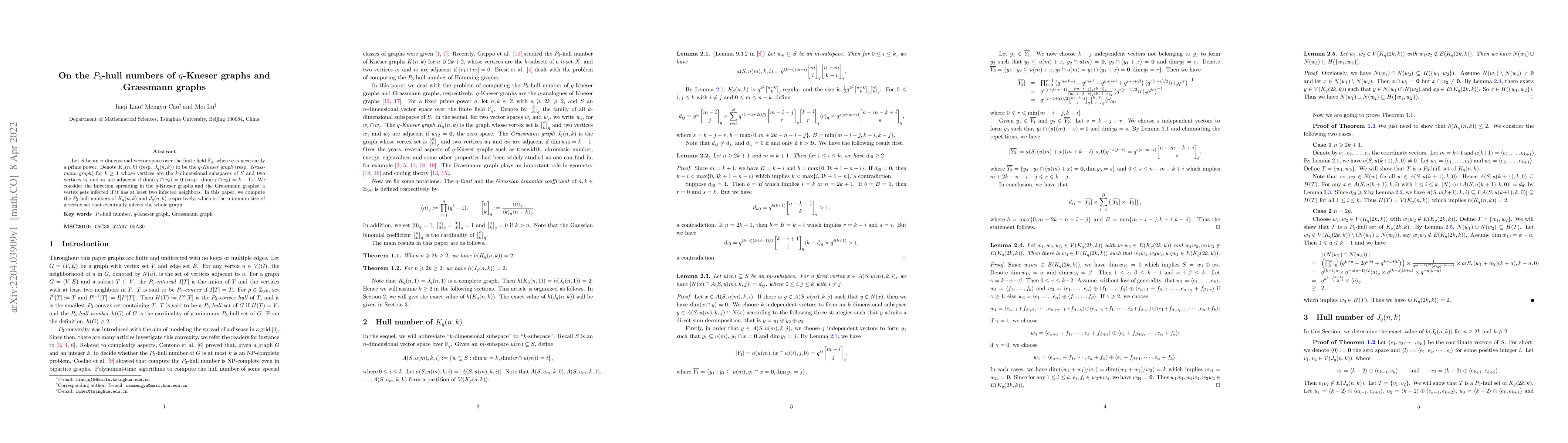 Thumbnail for On the $ P_3 $-hull numbers of $ q $-Kneser graphs and Grassmann graphs
