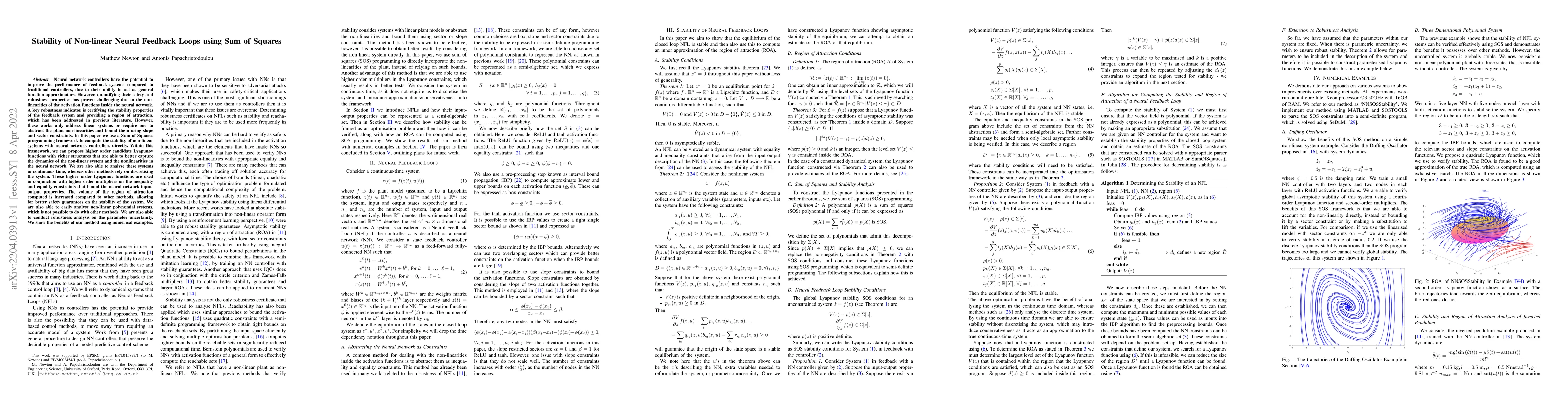 Thumbnail for Stability of Non-linear Neural Feedback Loops using Sum of Squares