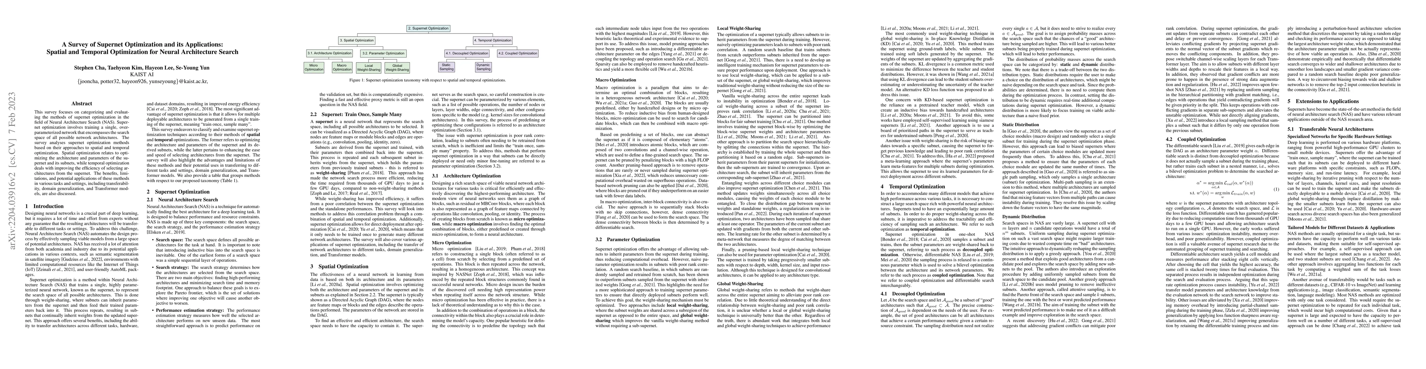 Thumbnail for A Survey of Supernet Optimization and its Applications: Spatial and
  Temporal Optimization for Neural Architecture Search