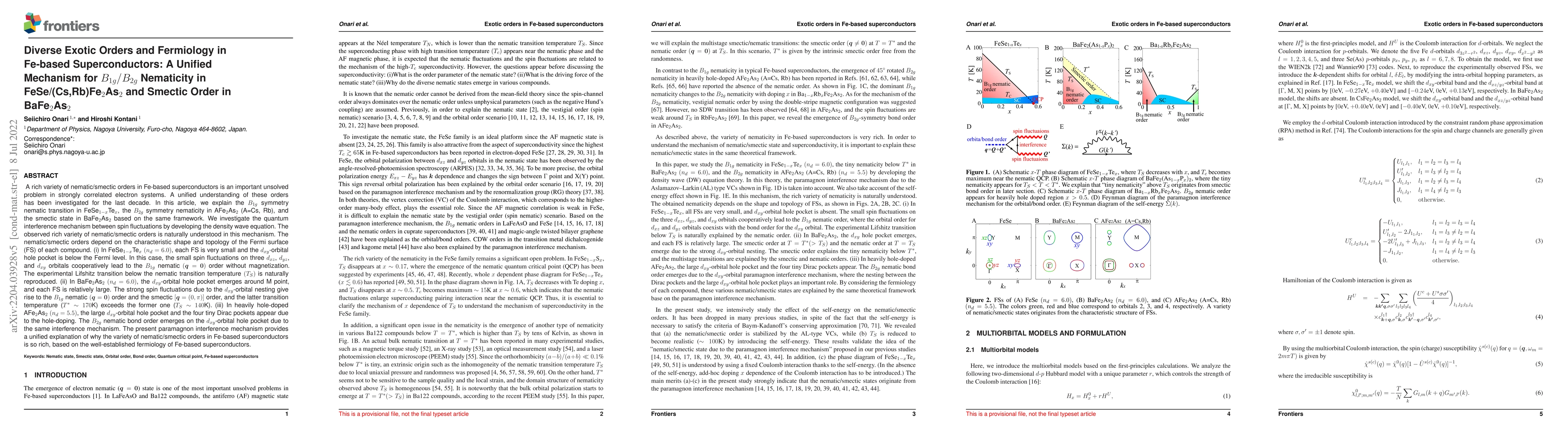 Thumbnail for Diverse Exotic Orders and Fermiology in Fe-based Superconductors: A
  Unified Mechanism for $B_{1g}/B_{2g}$ Nematicity in FeSe/(Cs,Rb)Fe$_2$As$_2$
  and Smectic Order in BaFe$_2$As$_2$