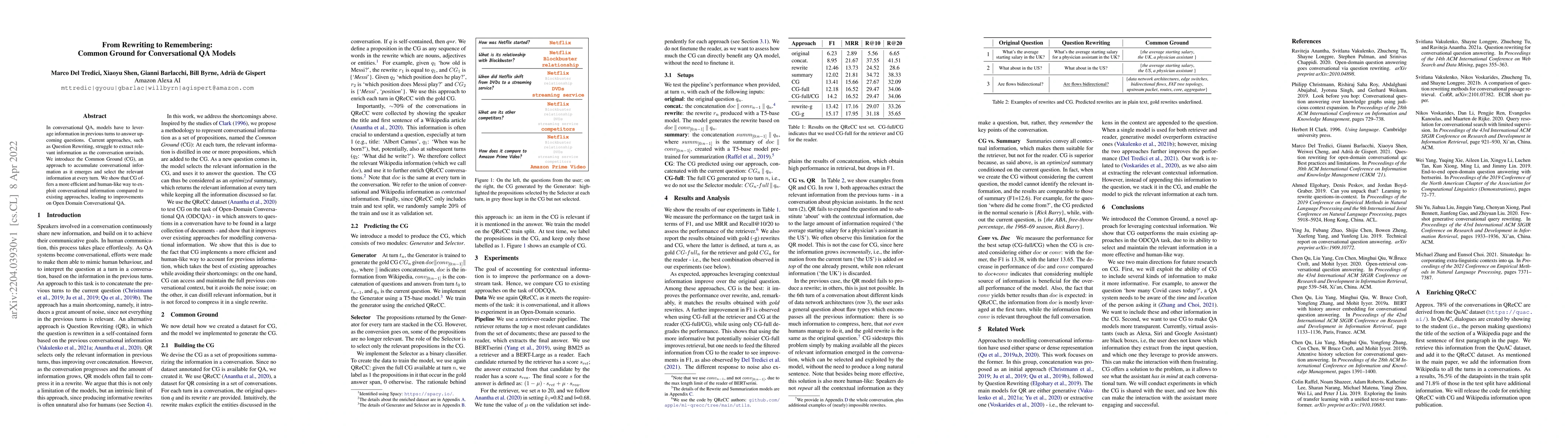 Thumbnail for From Rewriting to Remembering: Common Ground for Conversational QA
  Models