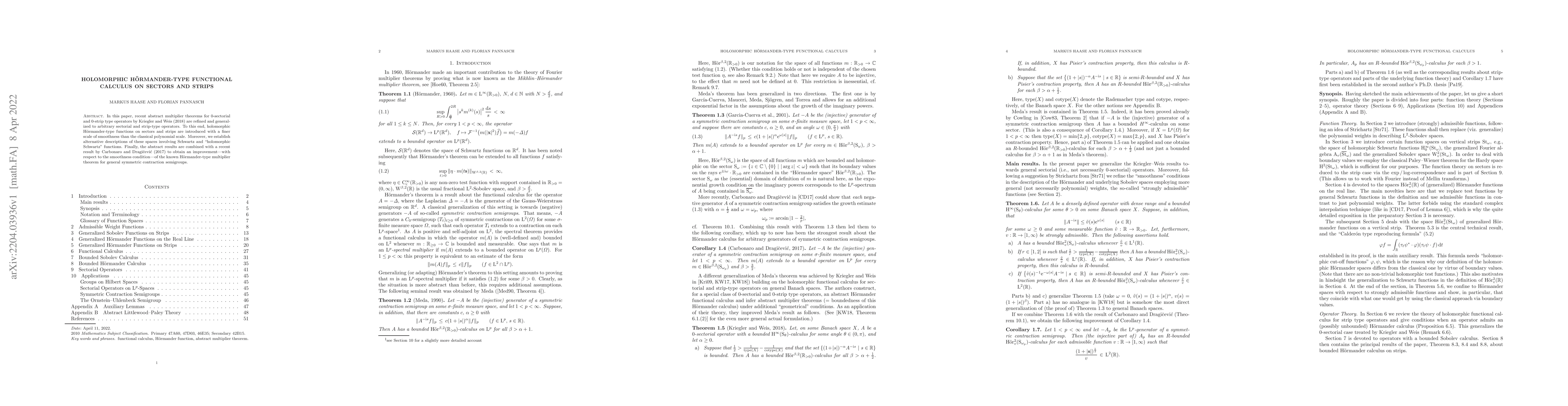 Thumbnail for Holomorphic H\"ormander-Type Functional Calculus on Sectors and Strips