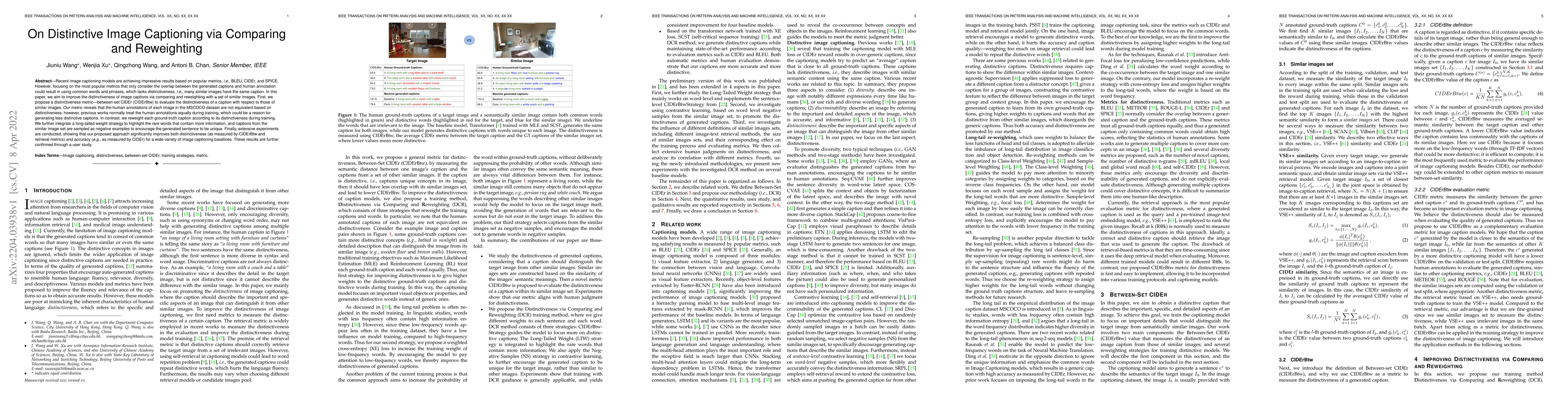 Thumbnail for On Distinctive Image Captioning via Comparing and Reweighting