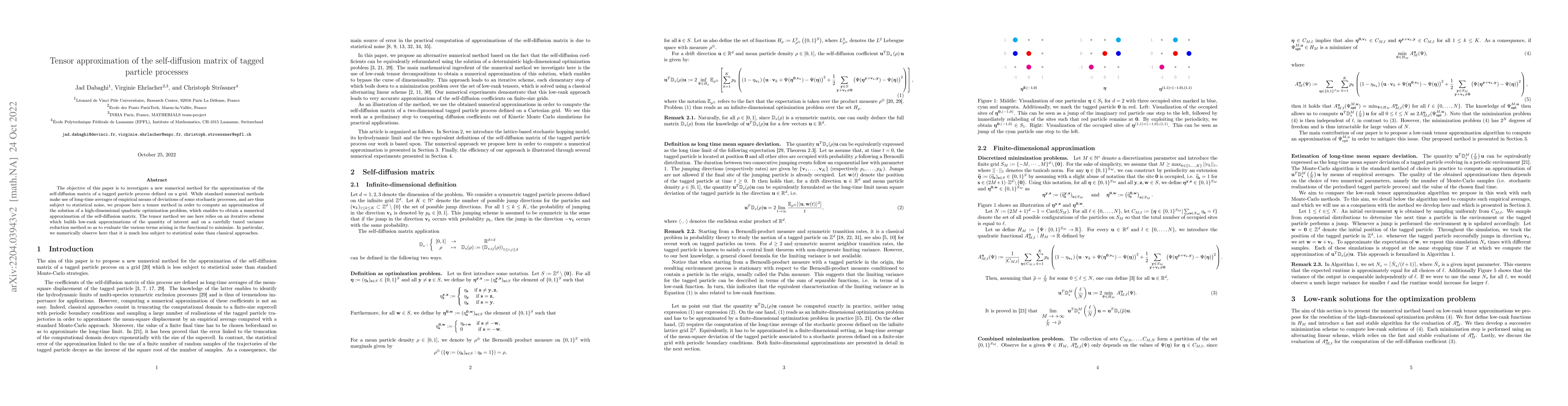 Thumbnail for Tensor approximation of the self-diffusion matrix of tagged particle
  processes
