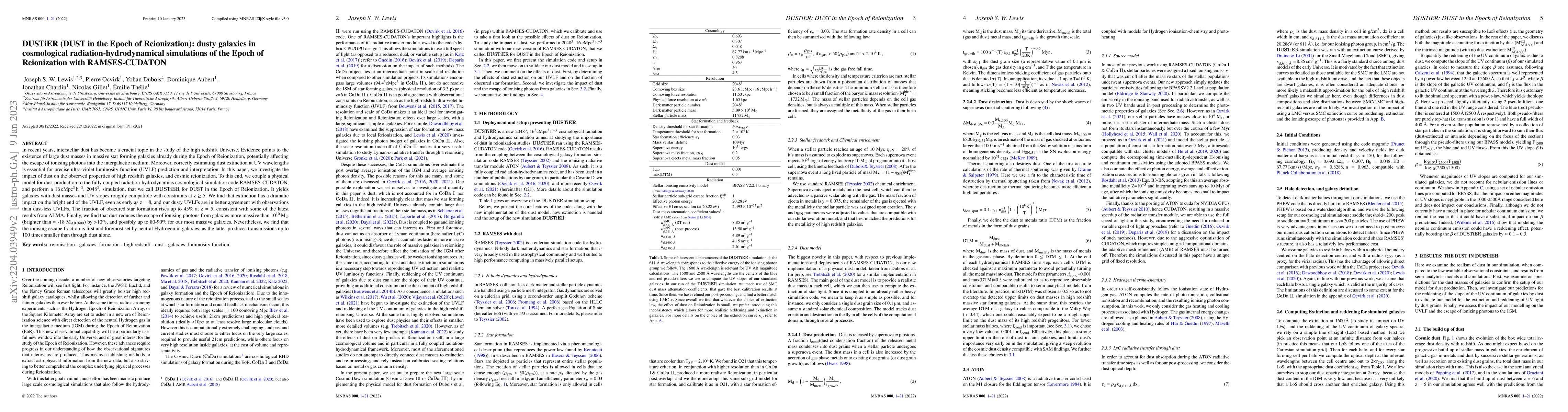 Thumbnail for DUSTiER (DUST in the Epoch of Reionization): dusty galaxies in
  cosmological radiation-hydrodynamical simulations of the Epoch of
  Reionization with RAMSES-CUDATON