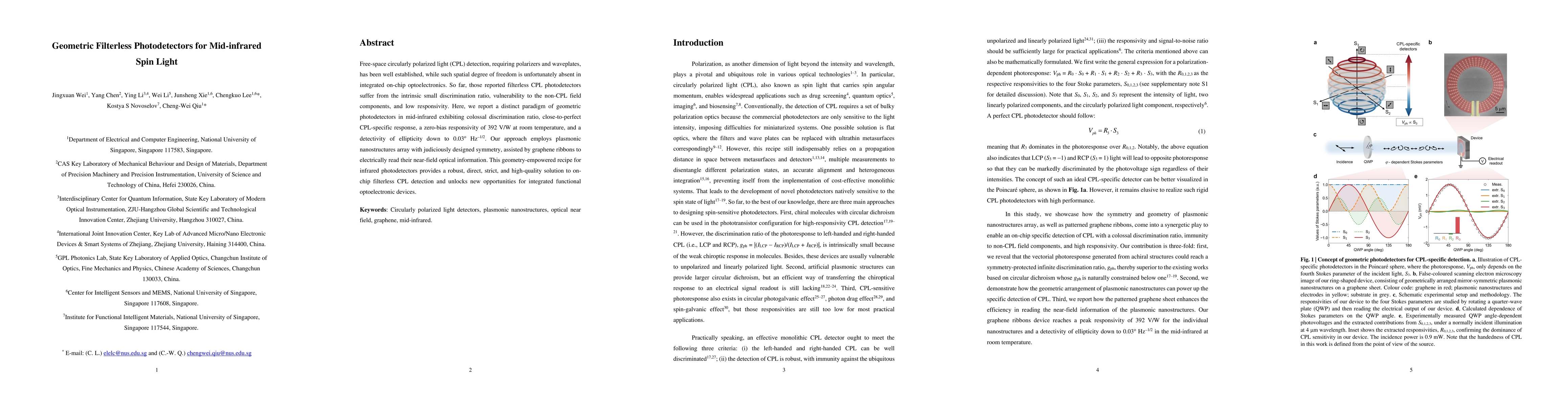 Thumbnail for Geometric Filterless Photodetectors for Mid-infrared Spin Light