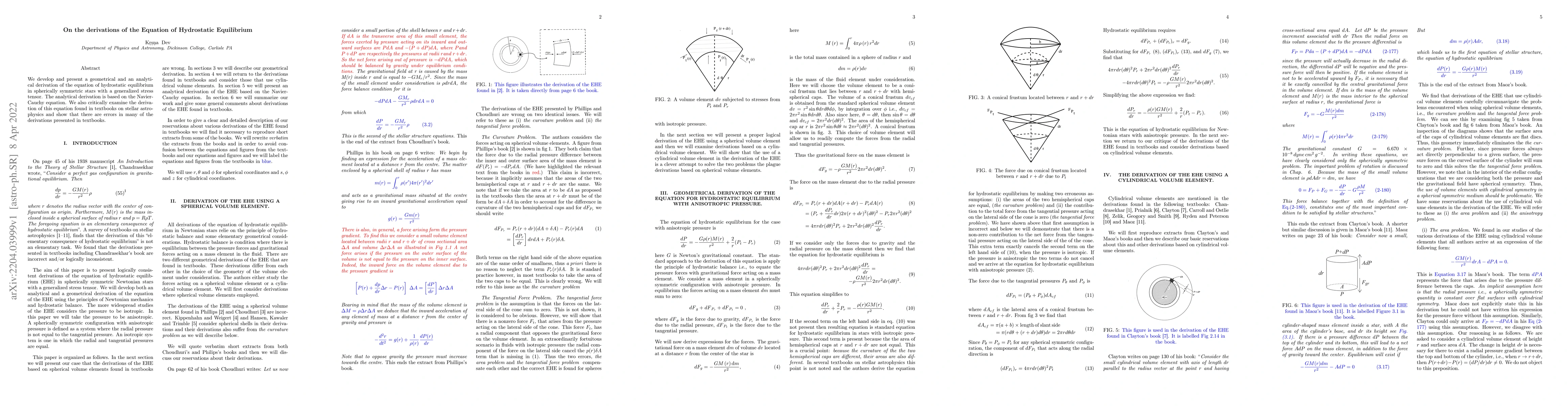 Thumbnail for On the derivations of the Equation of Hydrostatic Equilibrium