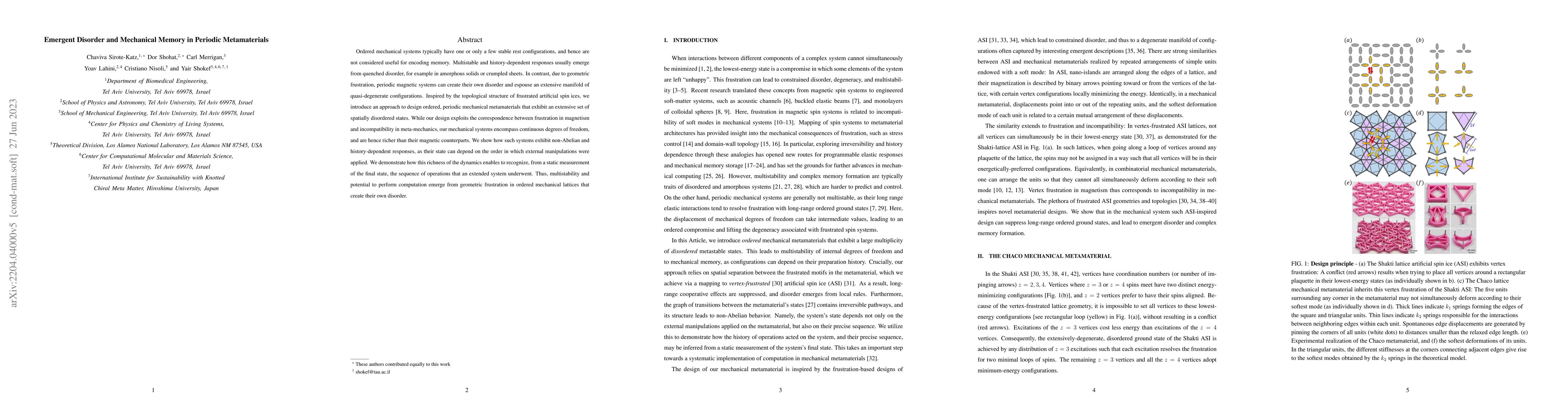 Thumbnail for Emergent Disorder and Mechanical Memory in Periodic Metamaterials