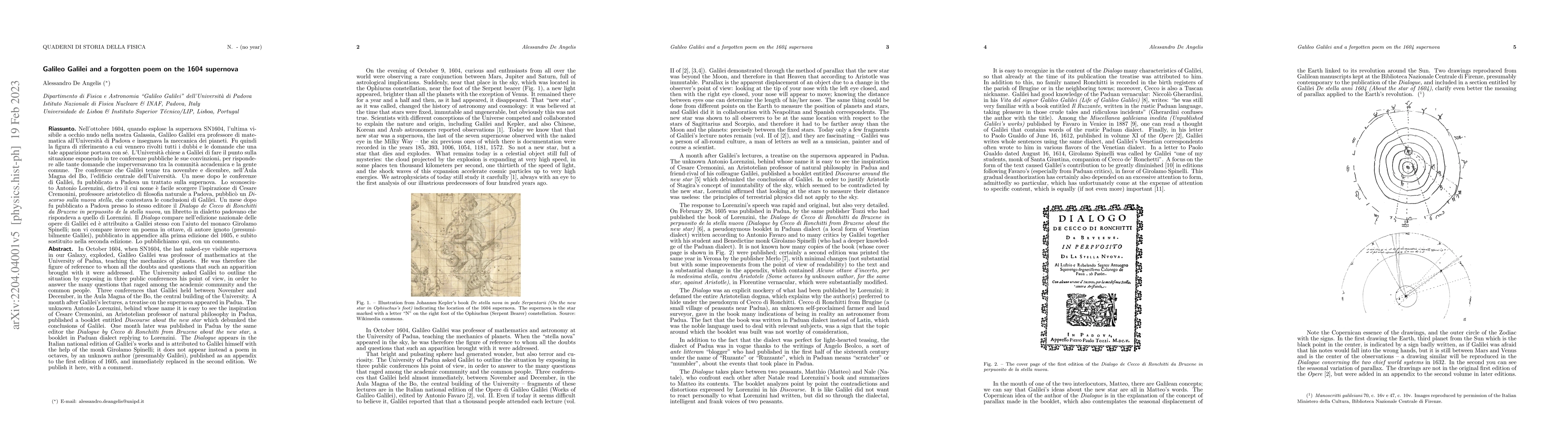 Thumbnail for Galileo Galilei and a forgotten poem on the 1604 supernova