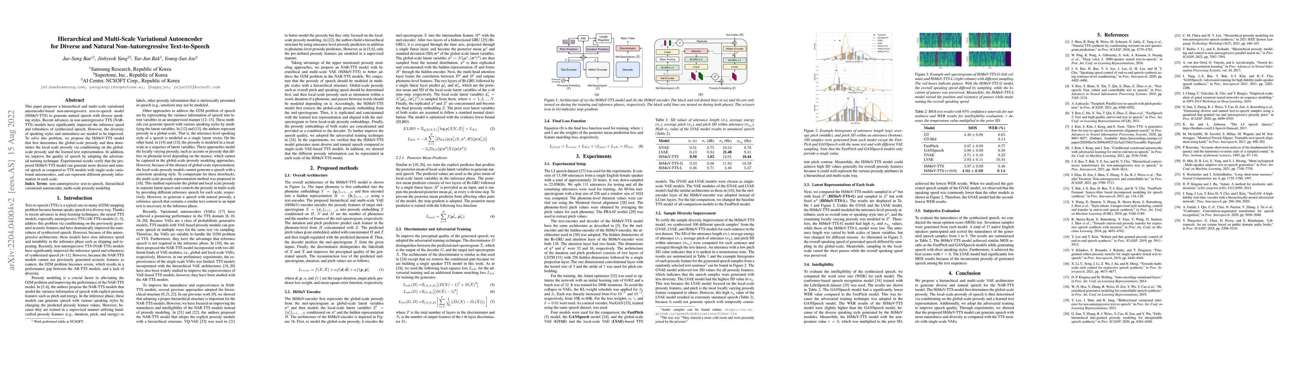 Thumbnail for Hierarchical and Multi-Scale Variational Autoencoder for Diverse and
  Natural Non-Autoregressive Text-to-Speech