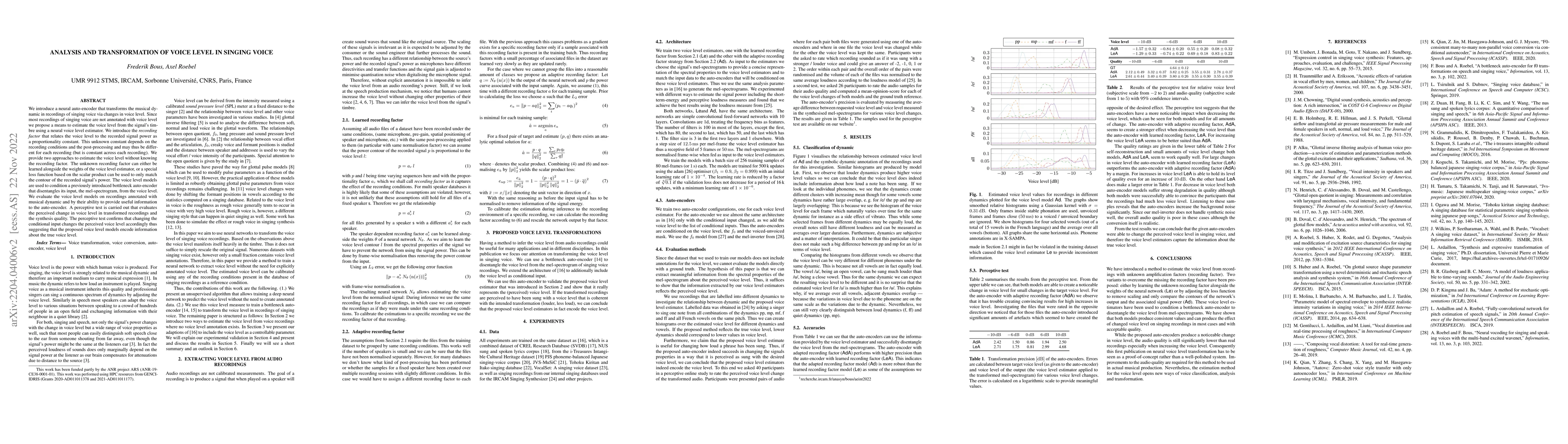 Thumbnail for Analysis and transformations of voice level in singing voice