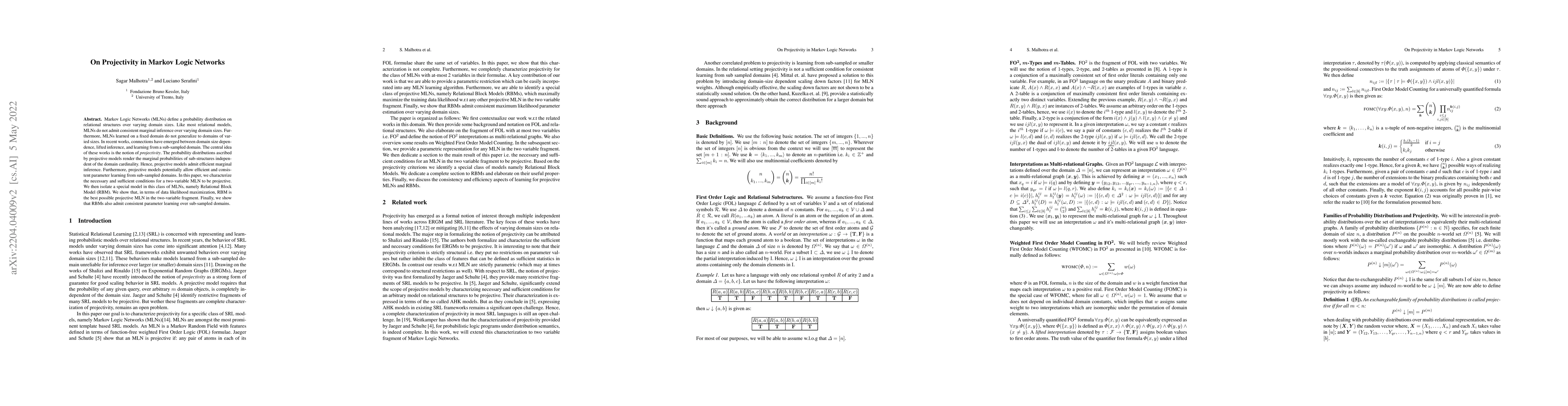 Thumbnail for On Projectivity in Markov Logic Networks