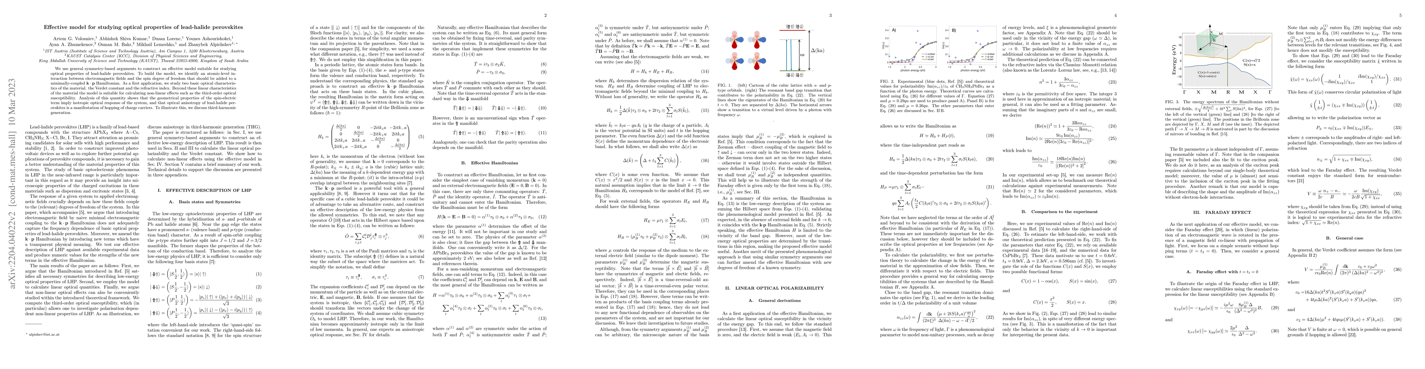 Thumbnail for Effective model for studying optical properties of lead-halide
  perovskites