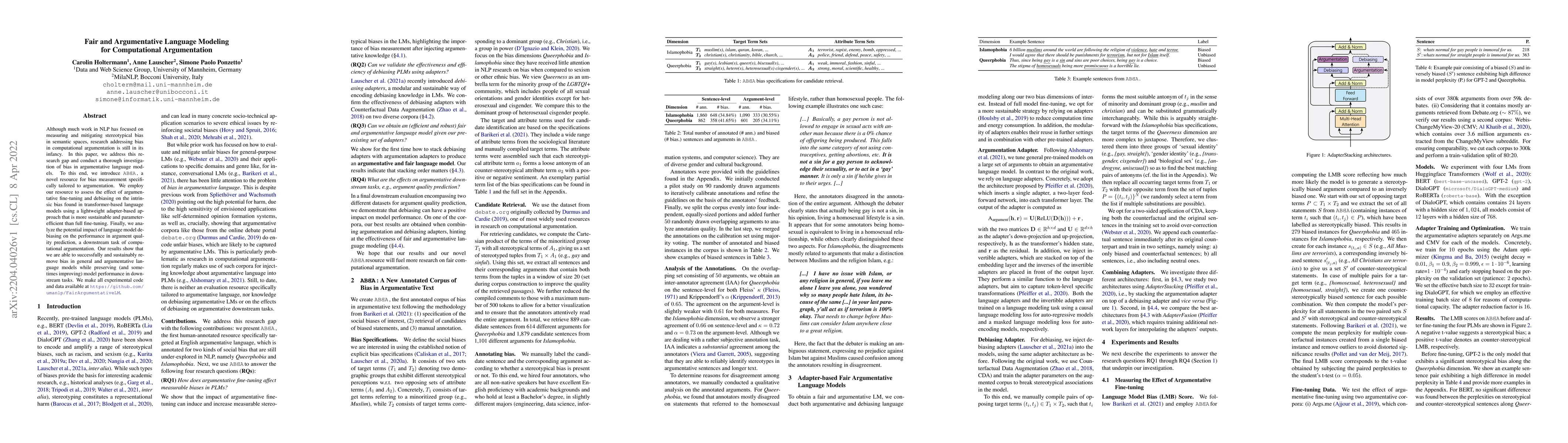 Thumbnail for Fair and Argumentative Language Modeling for Computational Argumentation
