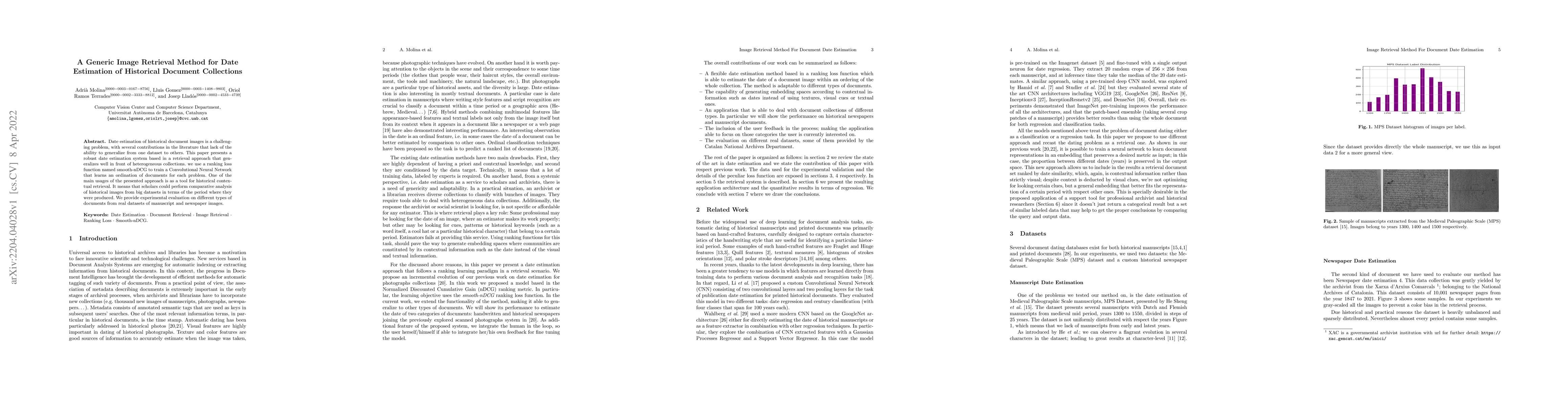 Thumbnail for A Generic Image Retrieval Method for Date Estimation of Historical
  Document Collections