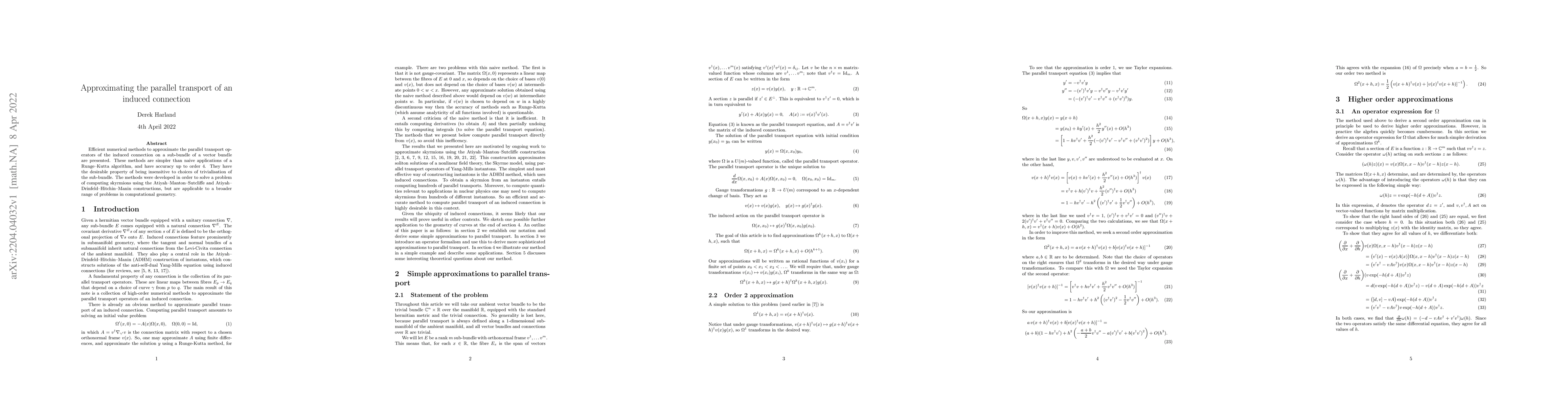 Thumbnail for Approximating the parallel transport of an induced connection