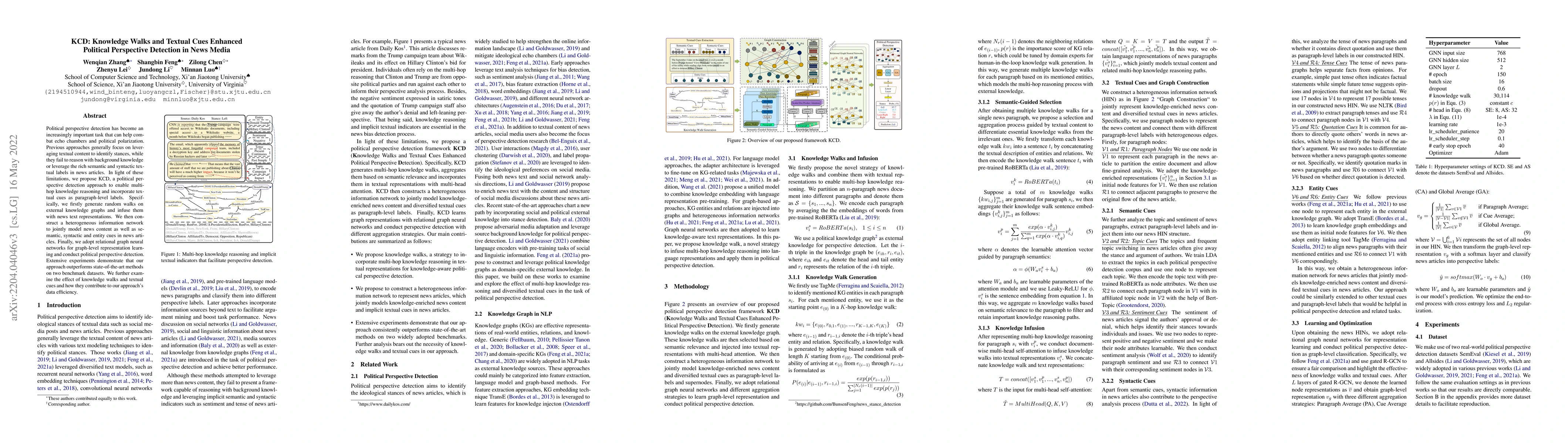 Thumbnail for KCD: Knowledge Walks and Textual Cues Enhanced Political Perspective
  Detection in News Media